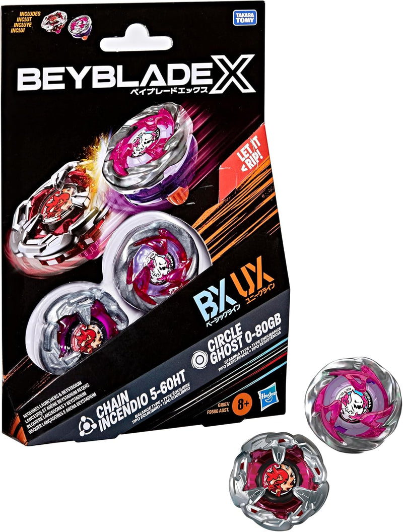 Beyblade X - Dual Pack - Chain Incendio 5-60HT BX (Balance Type) / Circle Ghost 0-80GB UX (Stamina Type)