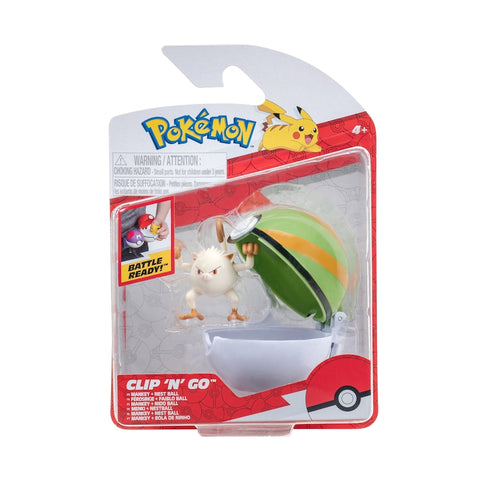 Pokemon - Clip 'N' Go - Figure Set (Mankey - Nest Ball)