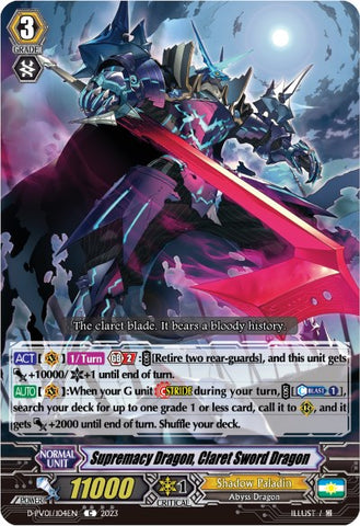 Supremacy Dragon, Claret Sword Dragon Revolt (D-PV01/104EN) [D-PV01: History Collection]