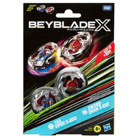 Beyblade X - Dual Pack - Tail Viper 5-80O (Stamina Type) / Sword Dran 3-60F (Attack Type)