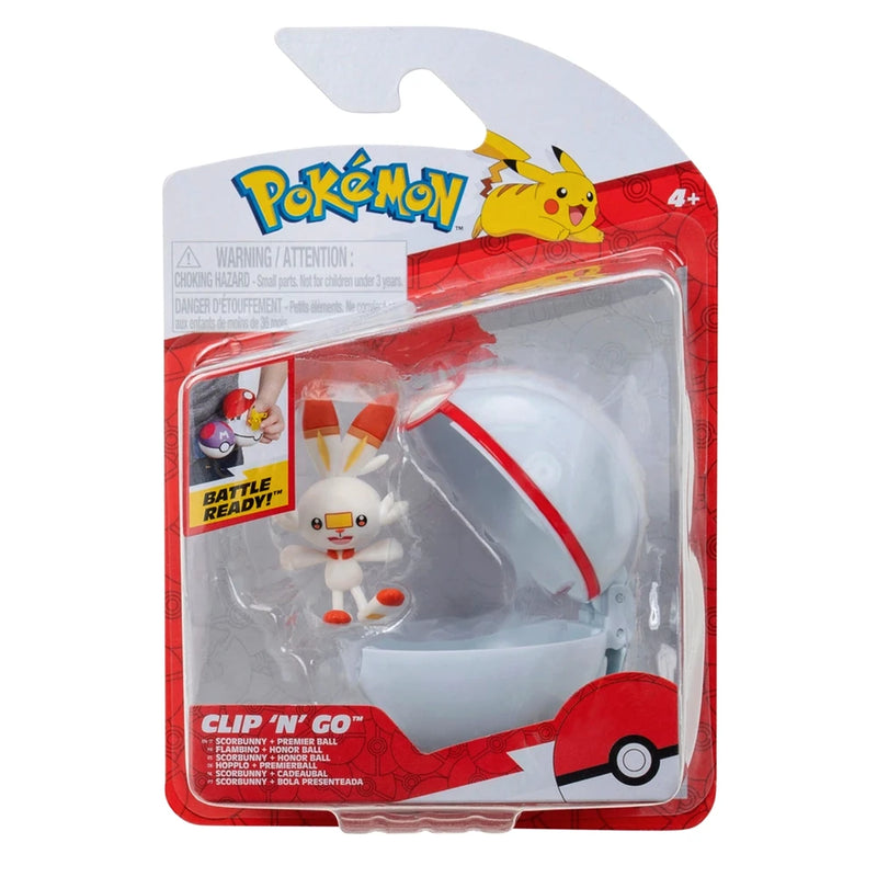 Pokémon - Clip 'N' Go - Figure & Poké Ball Set (Scorbunny  - Premier Ball)