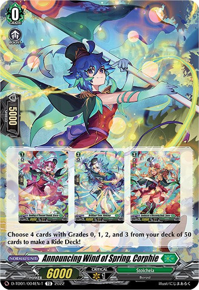 Announcing Wind of Spring, Corphie (Tutorial Card) (D-TD01/004EN-T) [D-TD01: Urara Haneyama -Bandmaster of Blossoming Bonds-]