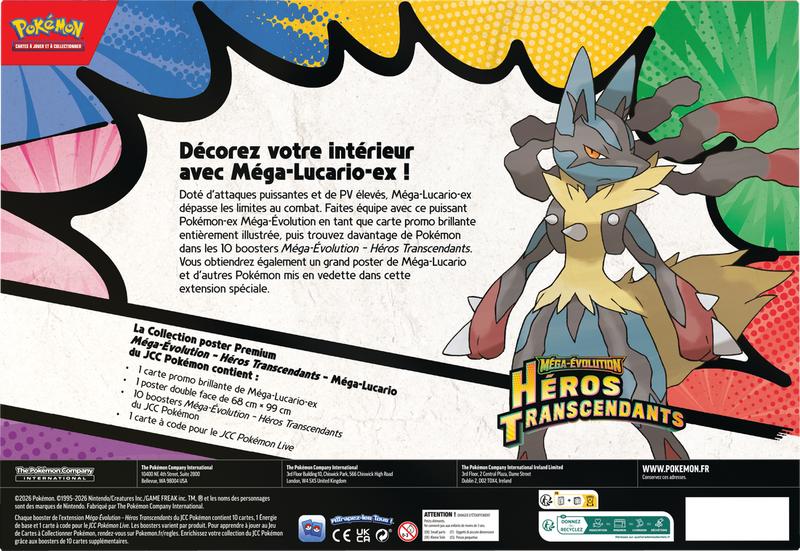 *Pre-Order* Pokémon - Mega Evolution: Héros Transcendants - Collection Poster Premium Méga-Lucario - Français