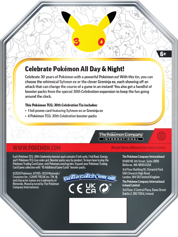 *Pre-Order* Pokémon - 30th Celebration Tin - Greninja Ex