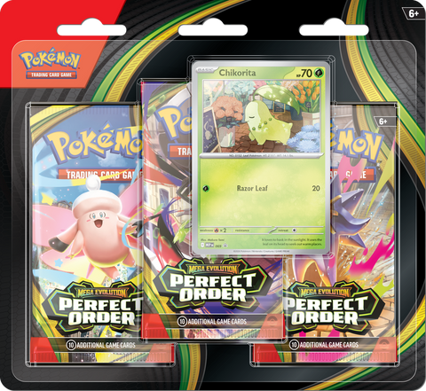 *Pre-Order* Pokémon - Mega Evolution: Perfect Order - 3 Pack Blister (Chikorita)