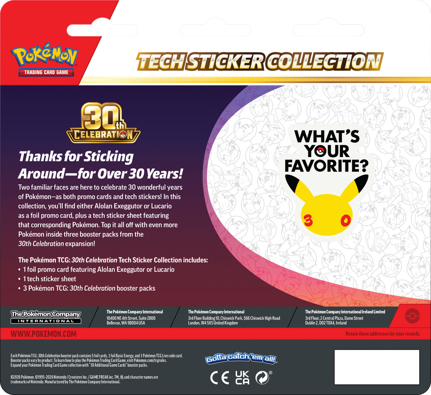 Pokémon - 30th Celebration - Lucario - Tech Sticker Collection